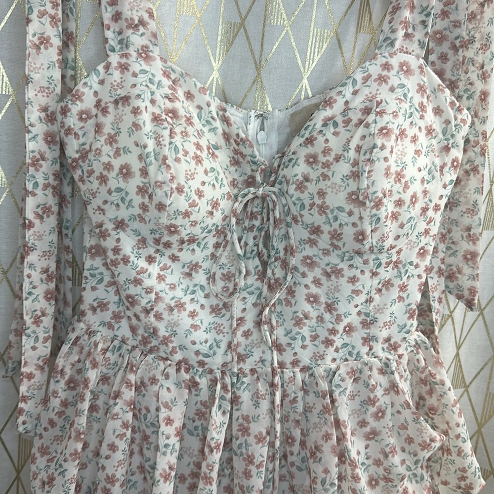 MABLE tiered ruffle mini dress
